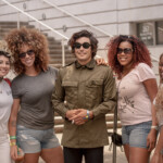 The Growlers singer Brooks Nielsen with his back up singers backstage The Growlers @ Shaky Knees 2017, Friday, Day 1